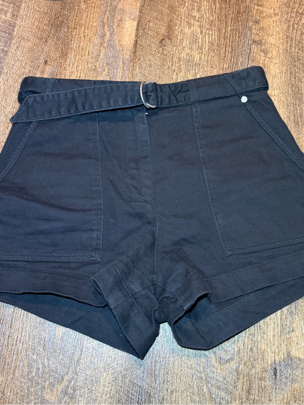 rag & bone Lora Utility Black High-Waist Belted Shorts Biker Size 4